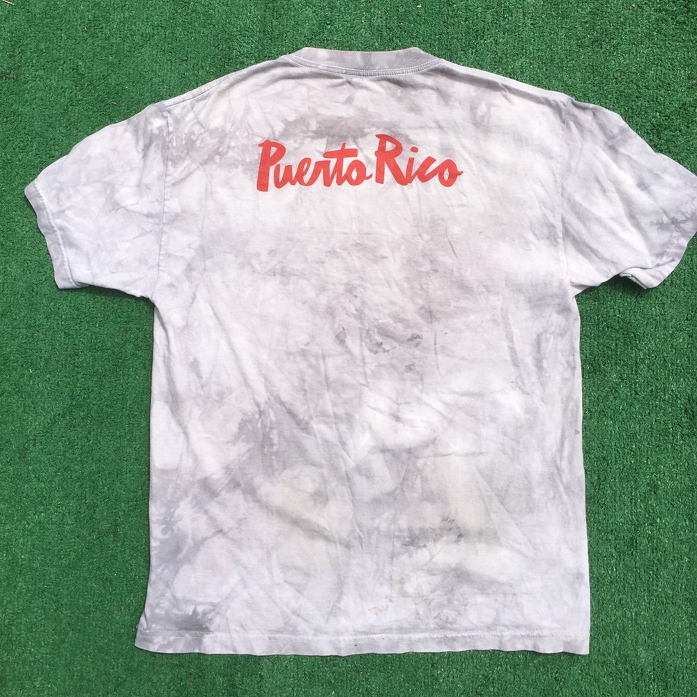 Chocolate Puerto Rico White Tie-Dye Tee with Red Logo